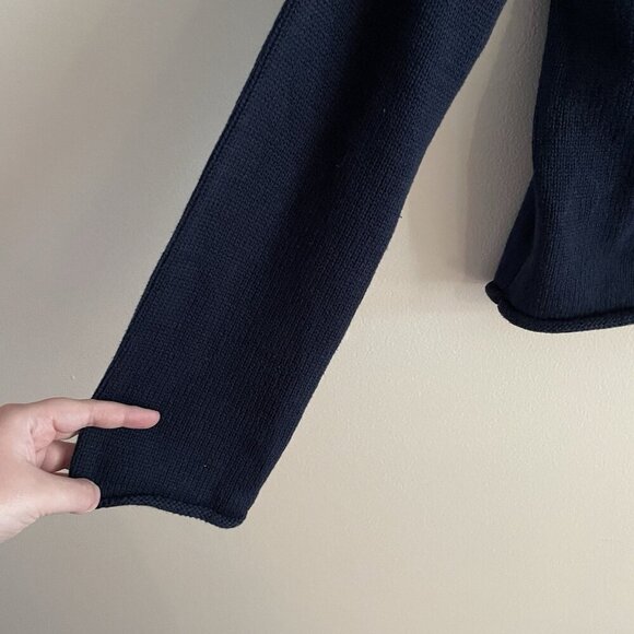 Maurices Women XS Navy Blue Preppy Coastal Relaxed Lace Up Collared Sweater NWT - Picture 4 of 12